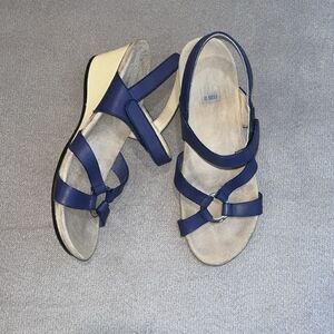 Wolky leather wood 2.5” wedge heel sandals